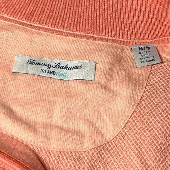 Tommy Bahama Medium Coolside Island Zone Full Zip Vest Golf Sweater Peach Orange - Picture 3 of 5